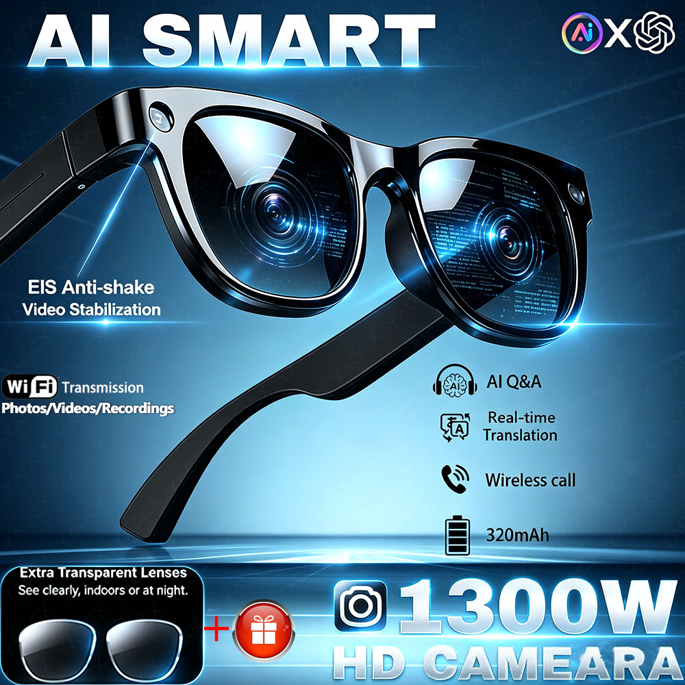 Mix Audio Music - Умные AI-очки с HD-камерой 1300W, беспроводными