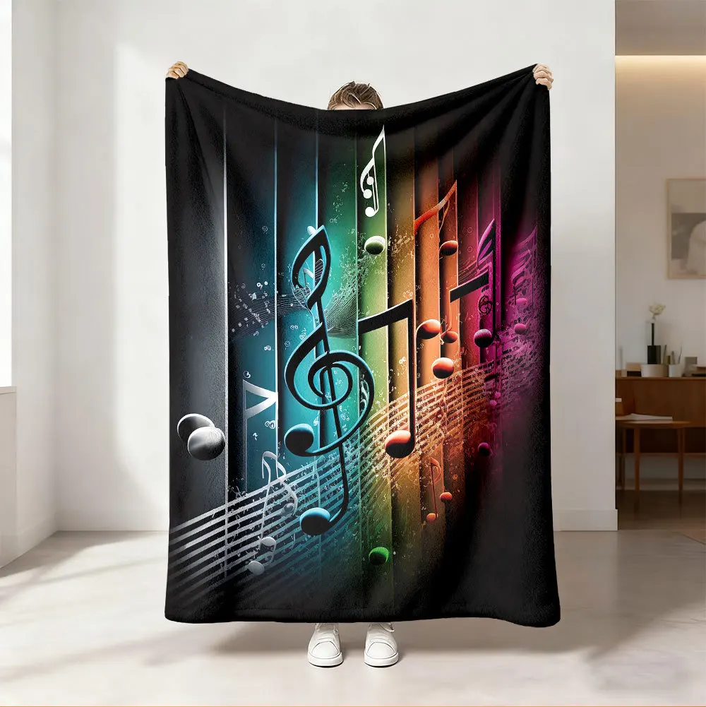 Audio Music Notes - Плед с ярким неоновым радужным узором